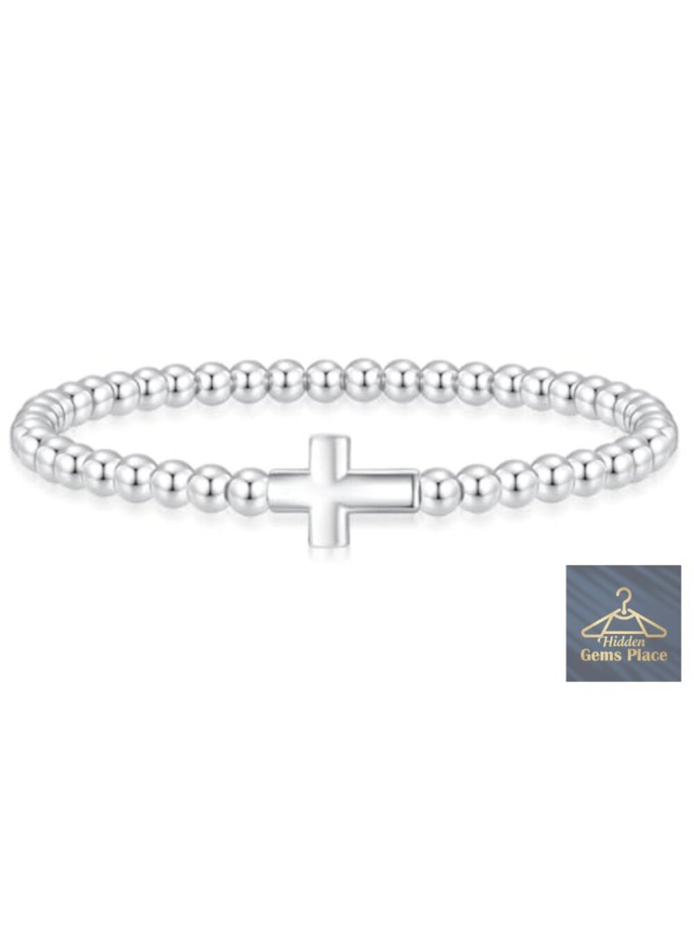 Beaded Stretch Bracelet 14K Silver Gold Plated Handmade Charm Bracelet Dainty